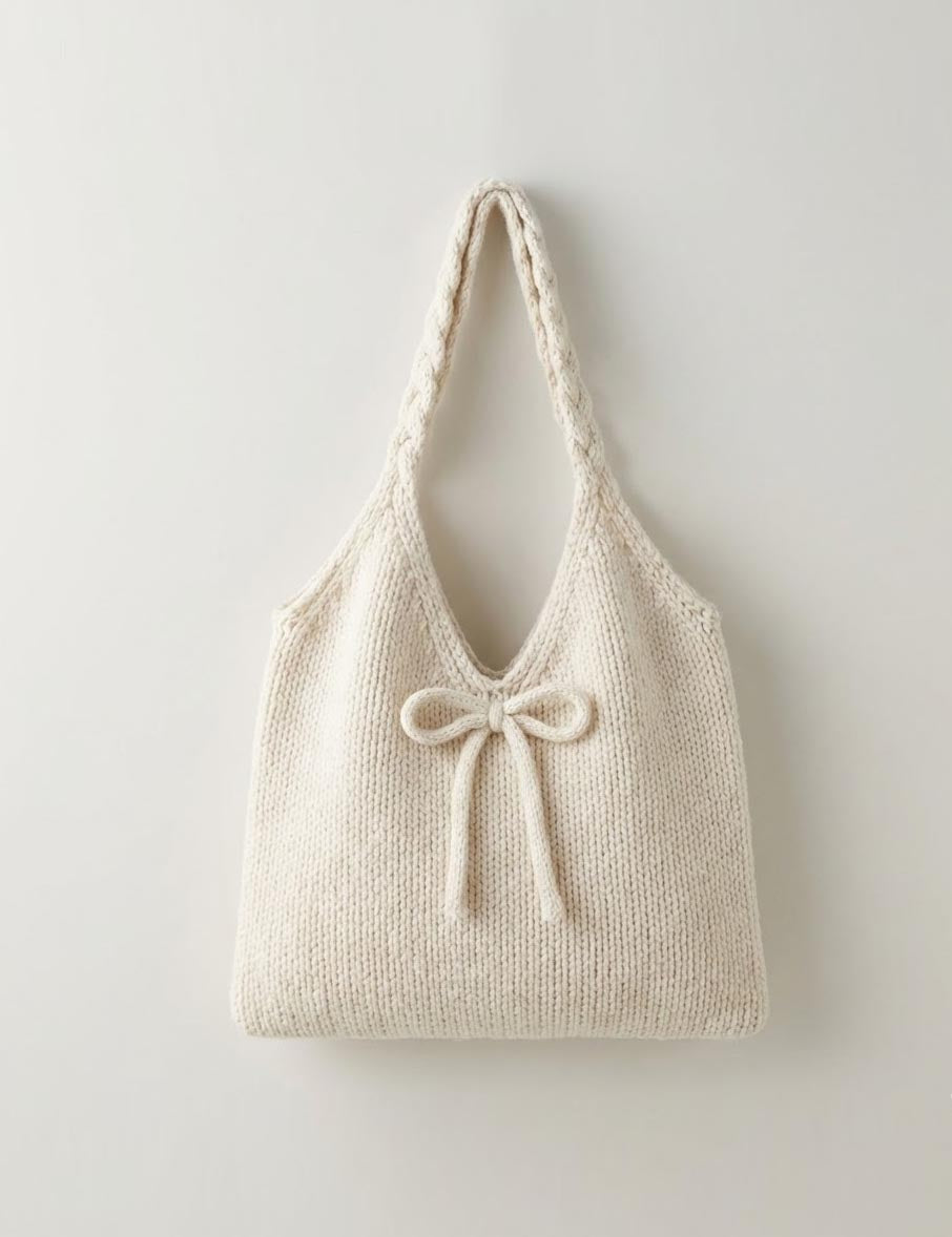 Cute Bow Knot Knit Handbag Underarm Bag