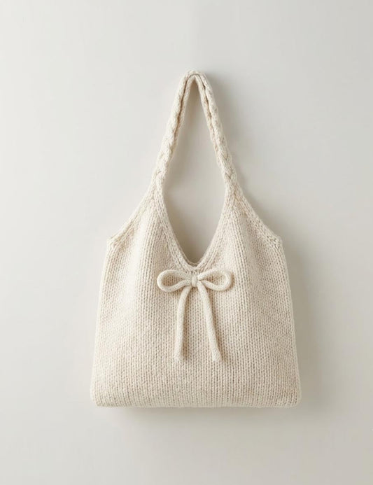 Cute Bow Knot Knit Handbag Underarm Bag