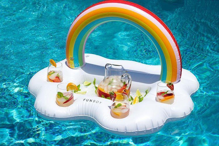 Rainbow Inflatable Floating Wine Serve Swimming Toy