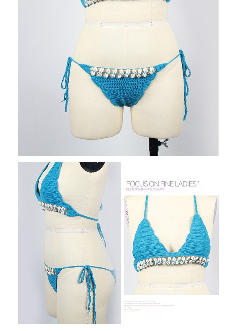 Ladies Crochet Swimsuit Shell Bikini Set