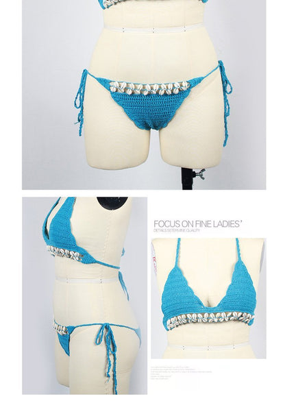 Ladies Crochet Swimsuit Shell Bikini Set