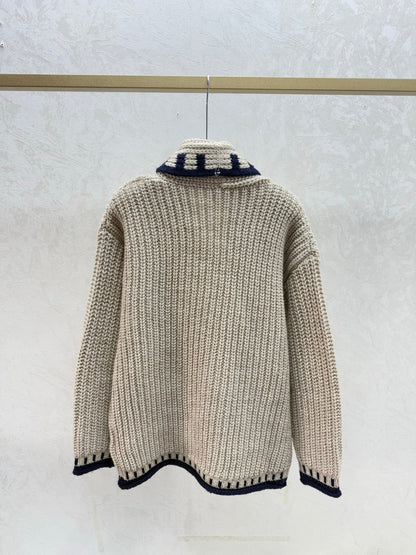 Chanel 2025 Cardigan Beige Blue Wool