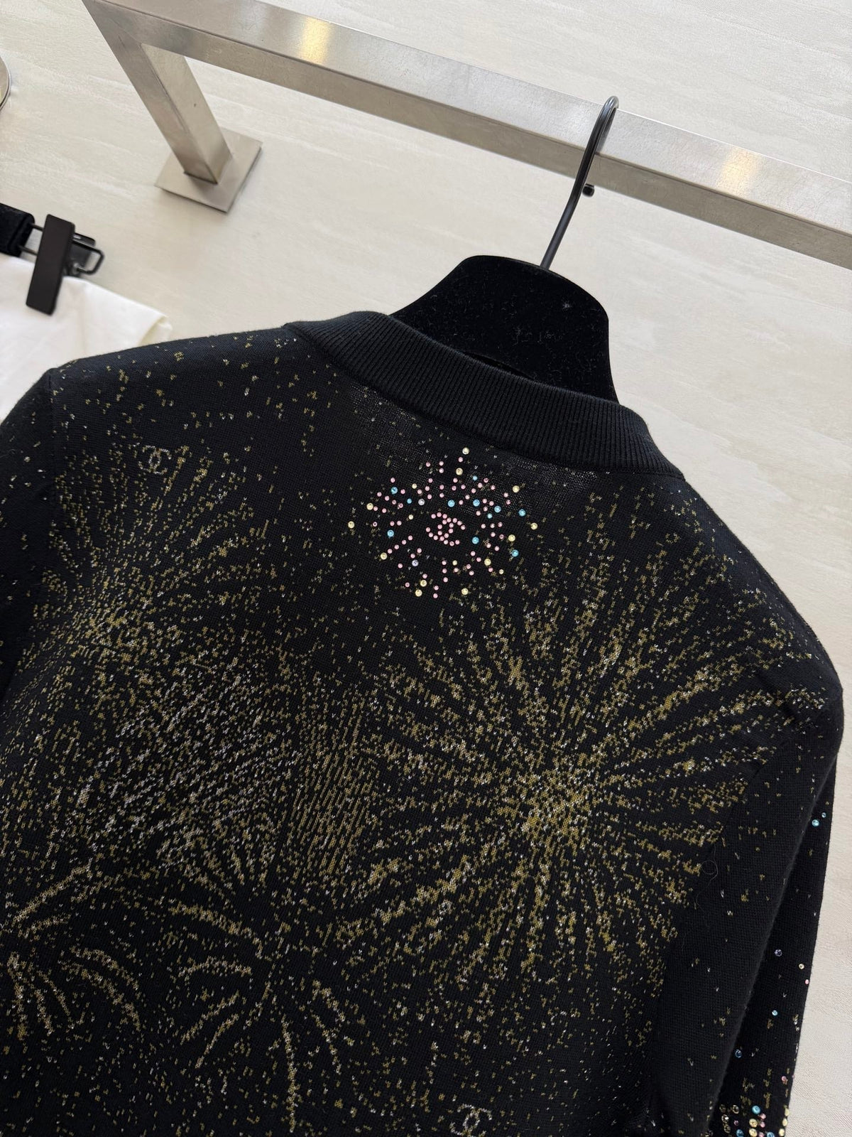 CC Fireworks Rhinestone Long-Sleeved Top Black 344731