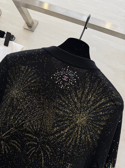 CC Fireworks Rhinestone Long-Sleeved Top Black 344731