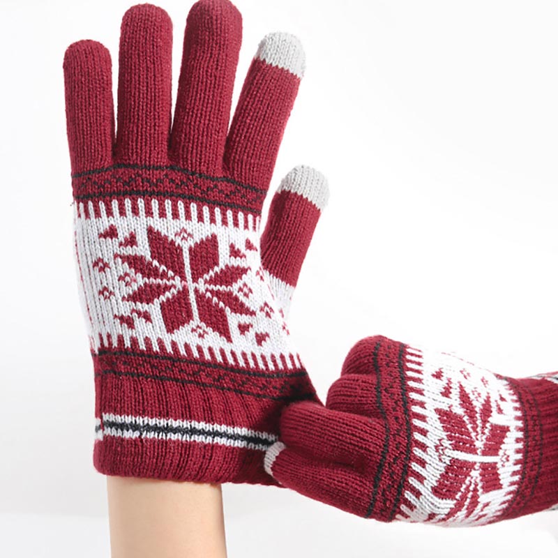 Winter Warm Snowflake Thicken Warm Knit Glove
