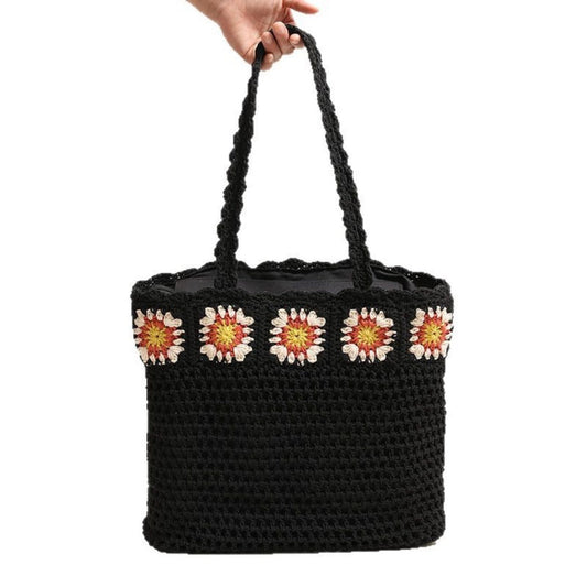 Cosbai - Large Crochet Flower Shoulder Bag - Vintage &amp; Spacious