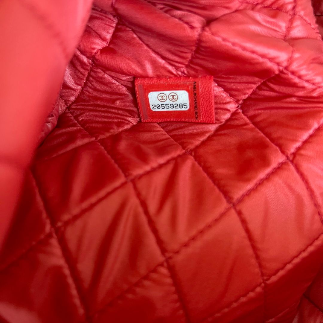 Chanel red python large zip pouch