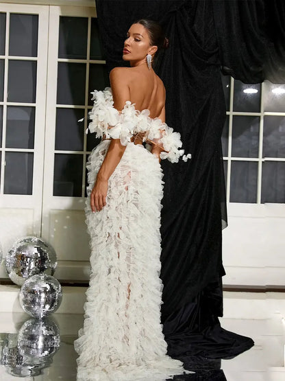 Nevaeh Off Shoulder High Split Maxi Dress