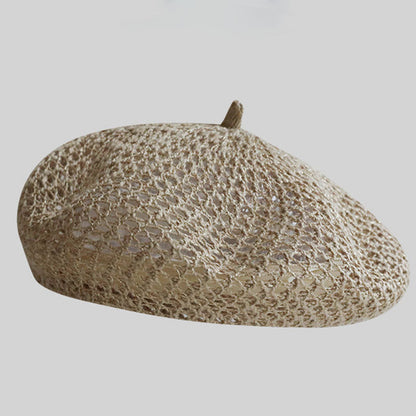 Elegant Solid Color Hollow Out Beret Hat