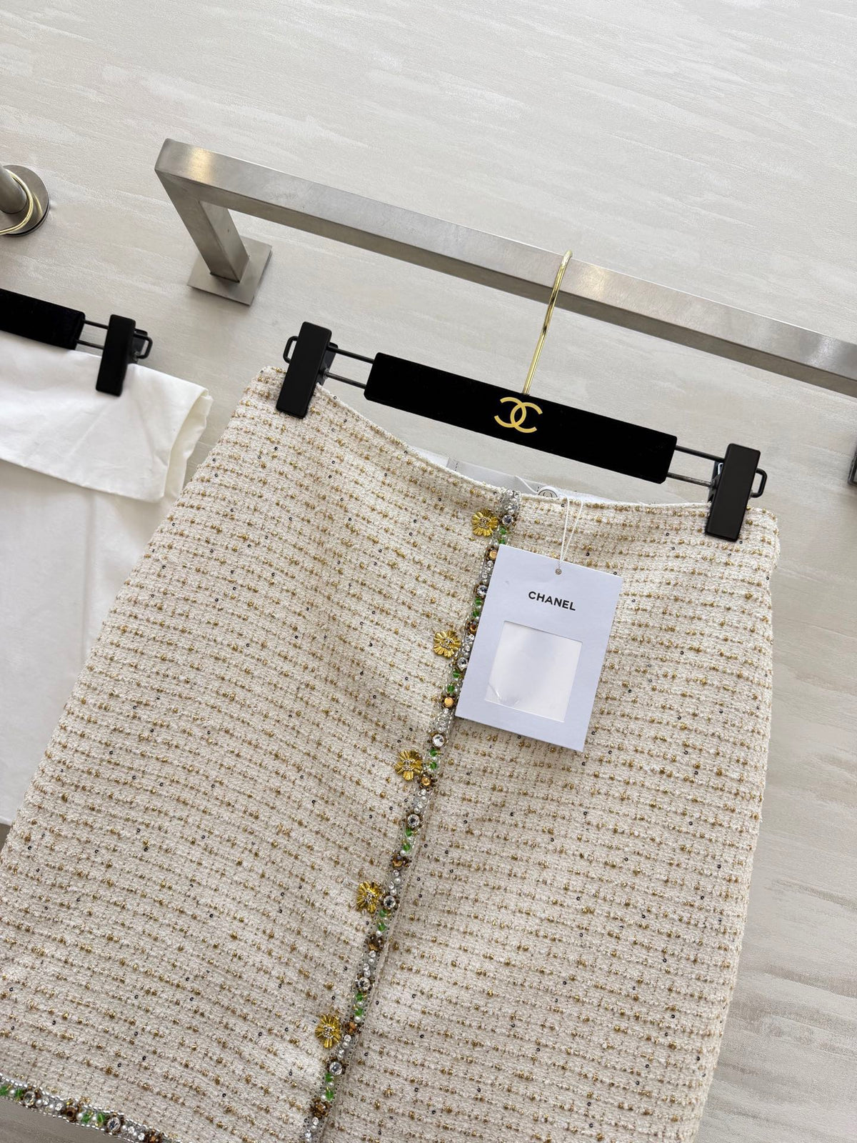 CC 26s Midi Skirt White Gold Tweed