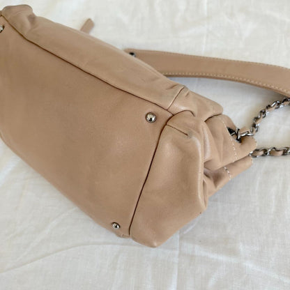 Chanel Tan Leather Accordion Zipper bag