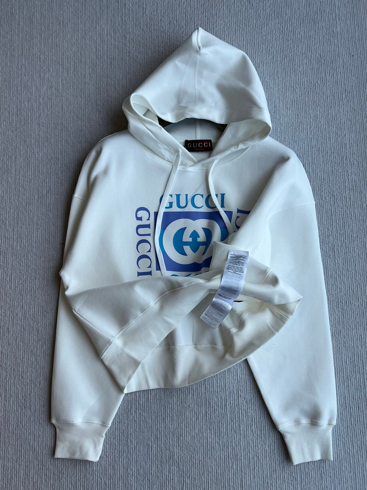 Gucci 2025 Hooded Sweater White Blue Cotton 286045