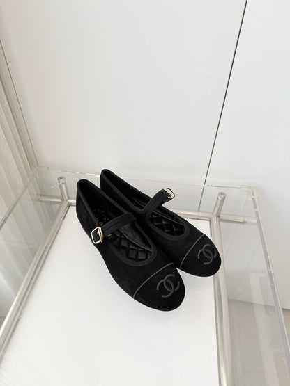 Chanel 26 Mary Jane Shoe Black in Suede 597380