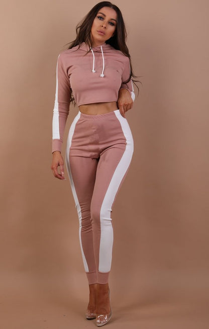Autumn And Winter New Contrast Color Leisure Sports Suit Women'S Clothing