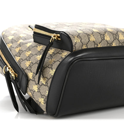 GG Supreme Monogram Bees Print Small Day Backpack Beige Oro Black