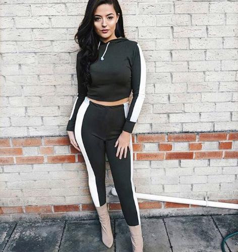 Autumn And Winter New Contrast Color Leisure Sports Suit Women'S Clothing