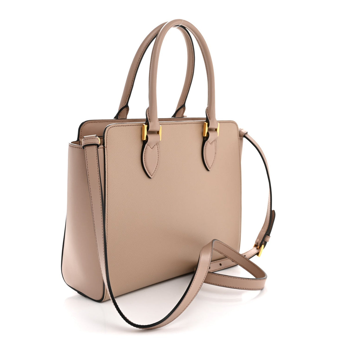 Saffiano Soft Calfskin Small Zippered Tote Cipria