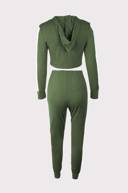 Autumn And Winter New Contrast Color Leisure Sports Suit Women'S Clothing