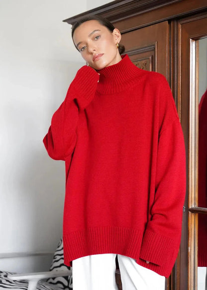Loose Fit Cotton Knit Turtleneck Sweater