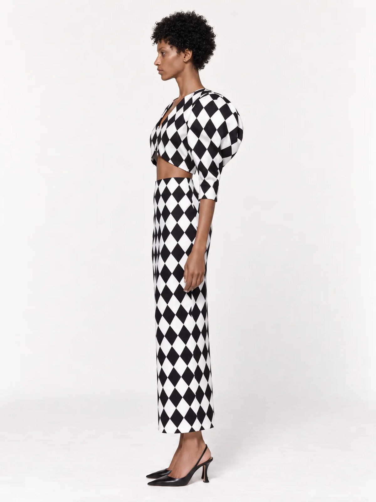 Selah Checked Puff Sleeves Top and Maxi Skirt Set