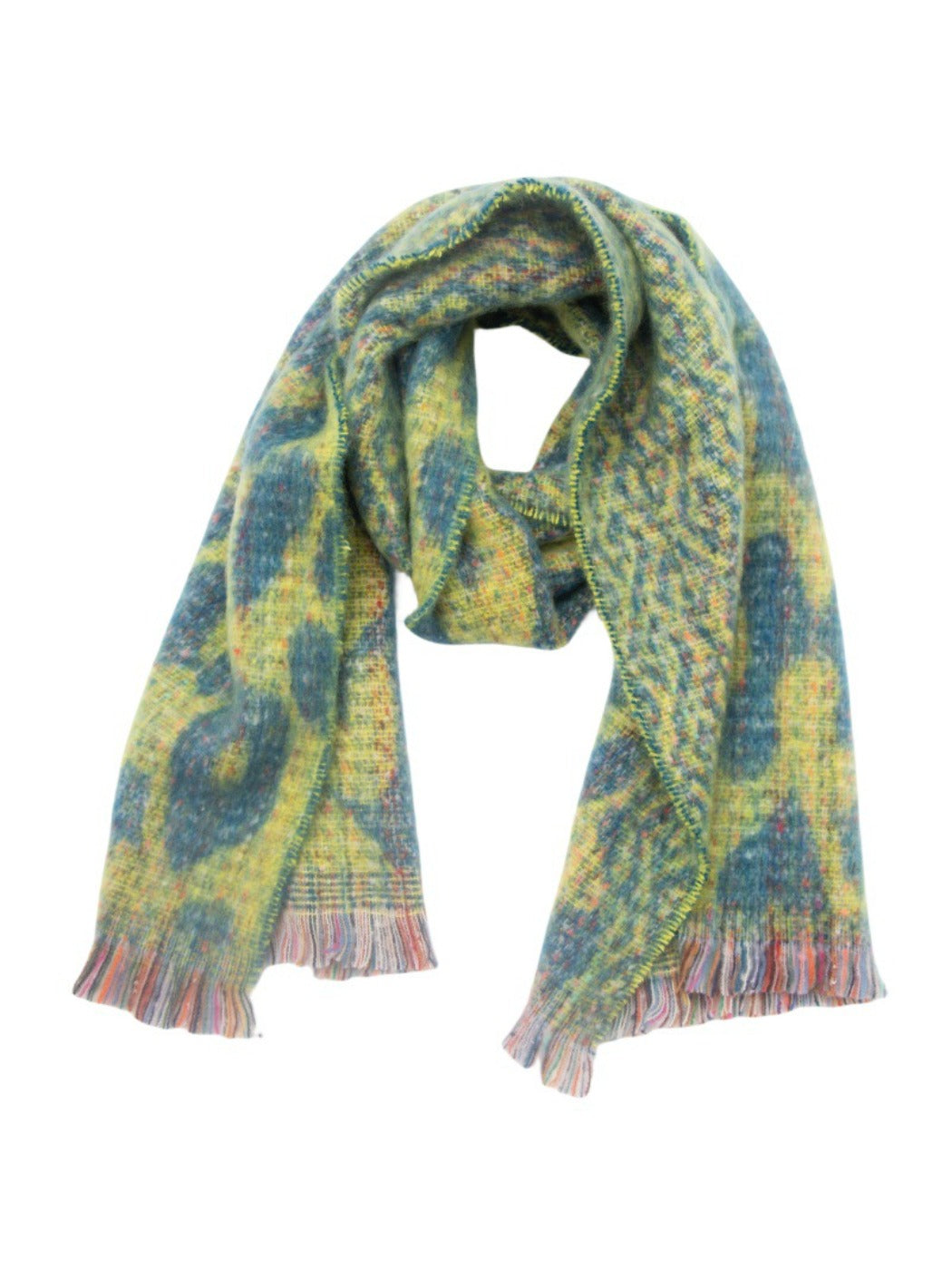 Scarvii - Jacquard Leopard Printed Scarf with Short Tassels