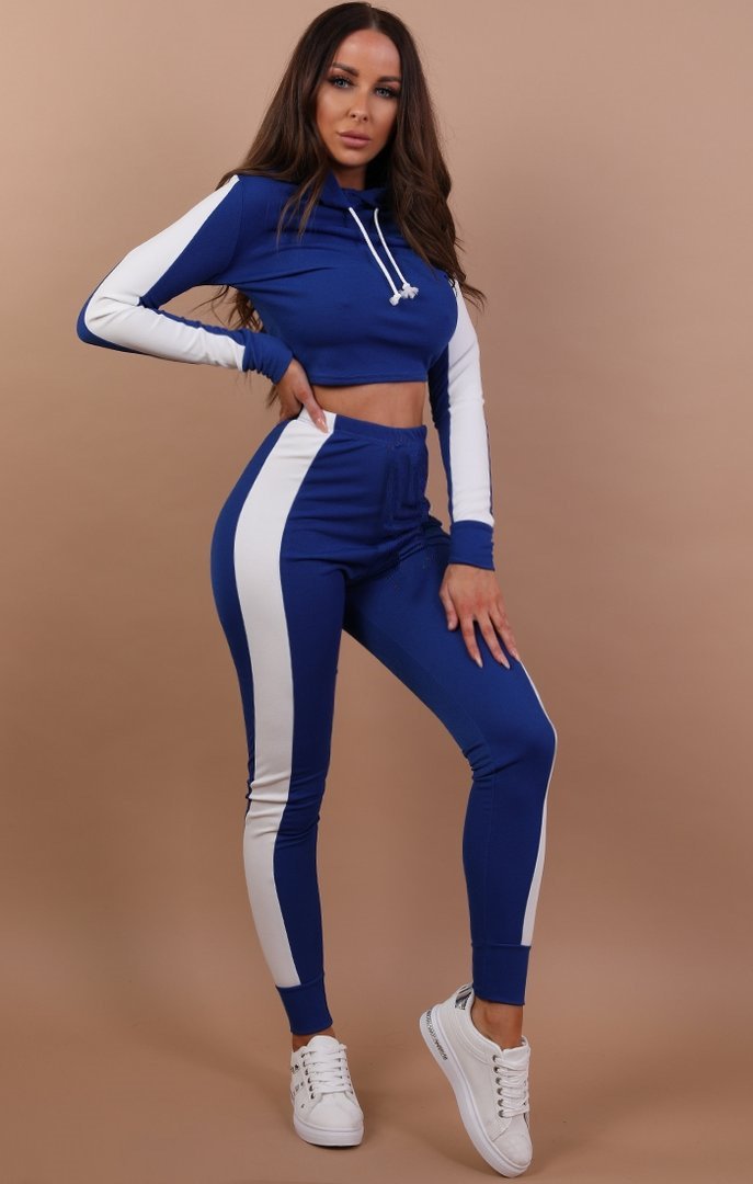 Autumn And Winter New Contrast Color Leisure Sports Suit Women'S Clothing