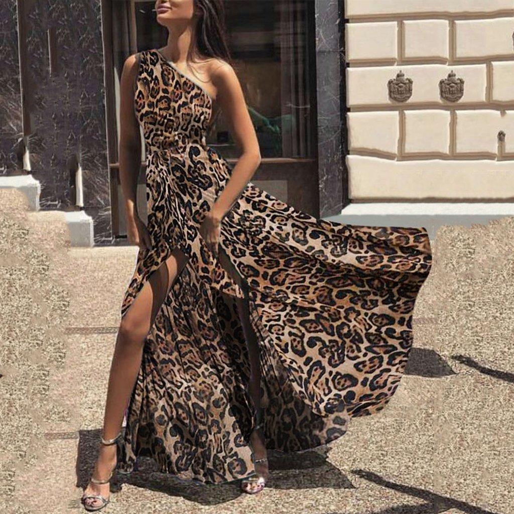 Sexy Chiffon One Shoulder Solid Color Maxi Dress