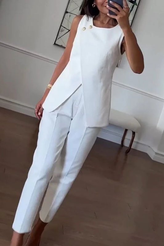 Fashion Commuter Irregular Vest \u0026 Pants Two-piece Set