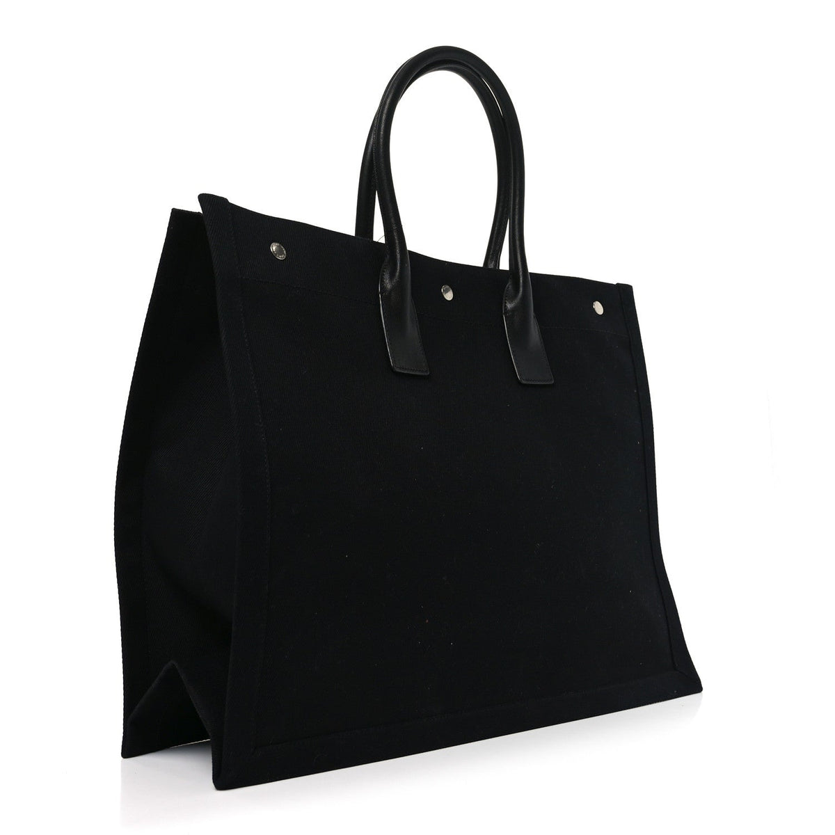 Linen Calfskin Rive Gauche Tote Black