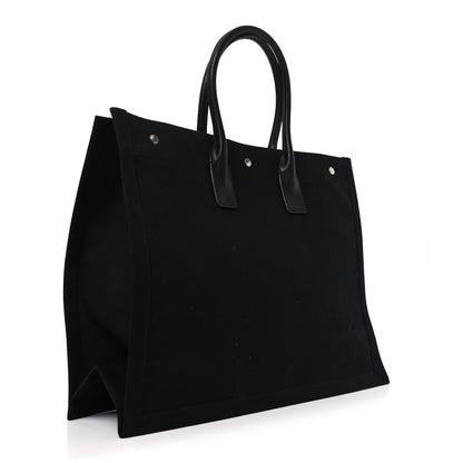 Linen Calfskin Rive Gauche Tote Black