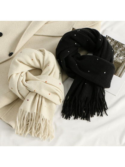 Sscarvii - Polka Dots Tassel Winter Scarf