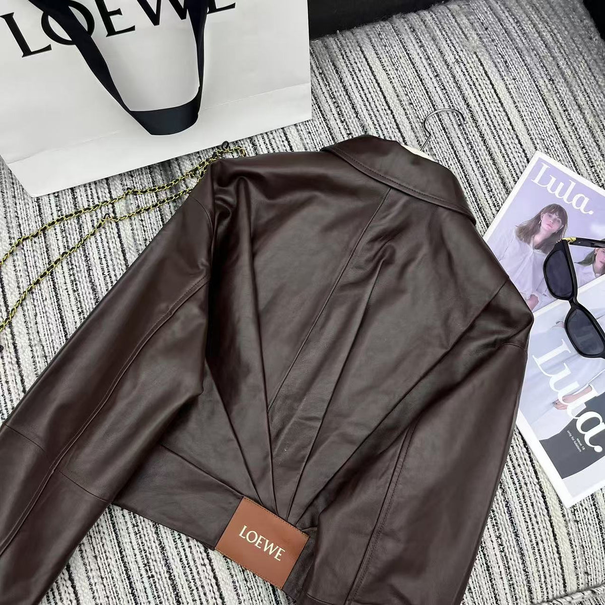 Loewe Draped Jacket Brown Nappa Lambskin 348576