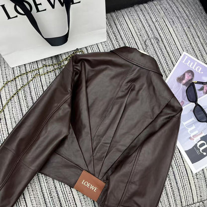 Loewe Draped Jacket Brown Nappa Lambskin 348576