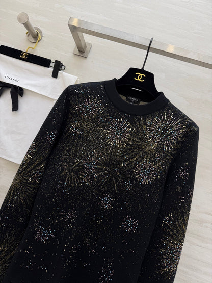CC Fireworks Rhinestone Long-Sleeved Top Black 344731