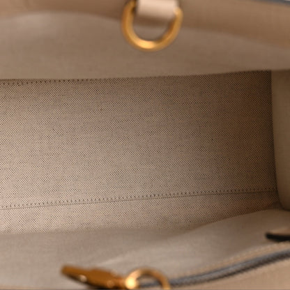 GG Supreme Monogram Textured Dollar Calfskin Small Retro Interlocking G Tote Bag Beige Mystic White Oatmeal