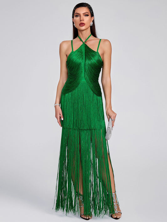 Catalina Halterneck Tassel Maxi Dress