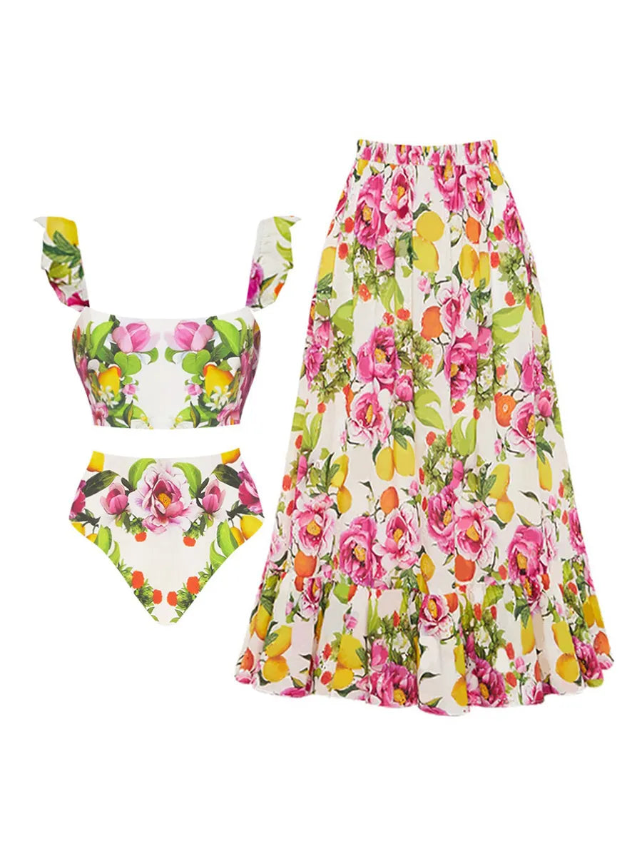 Saskia Floral Print Swimsuit Set