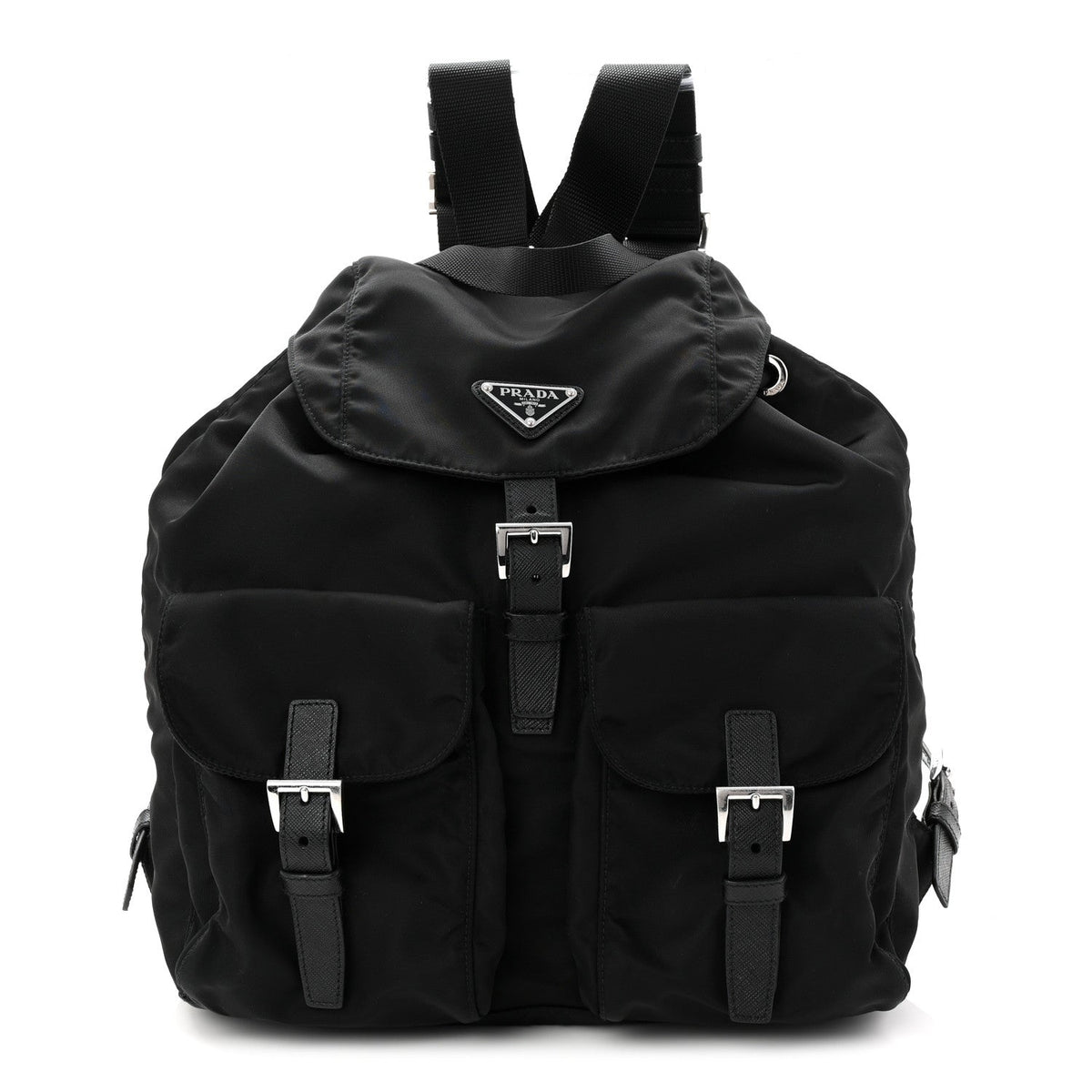 Tessuto Nylon Saffiano Medium Backpack Black
