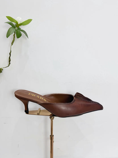 PRA 26SS High Heel Mule 55 Brown Cowhide 592410