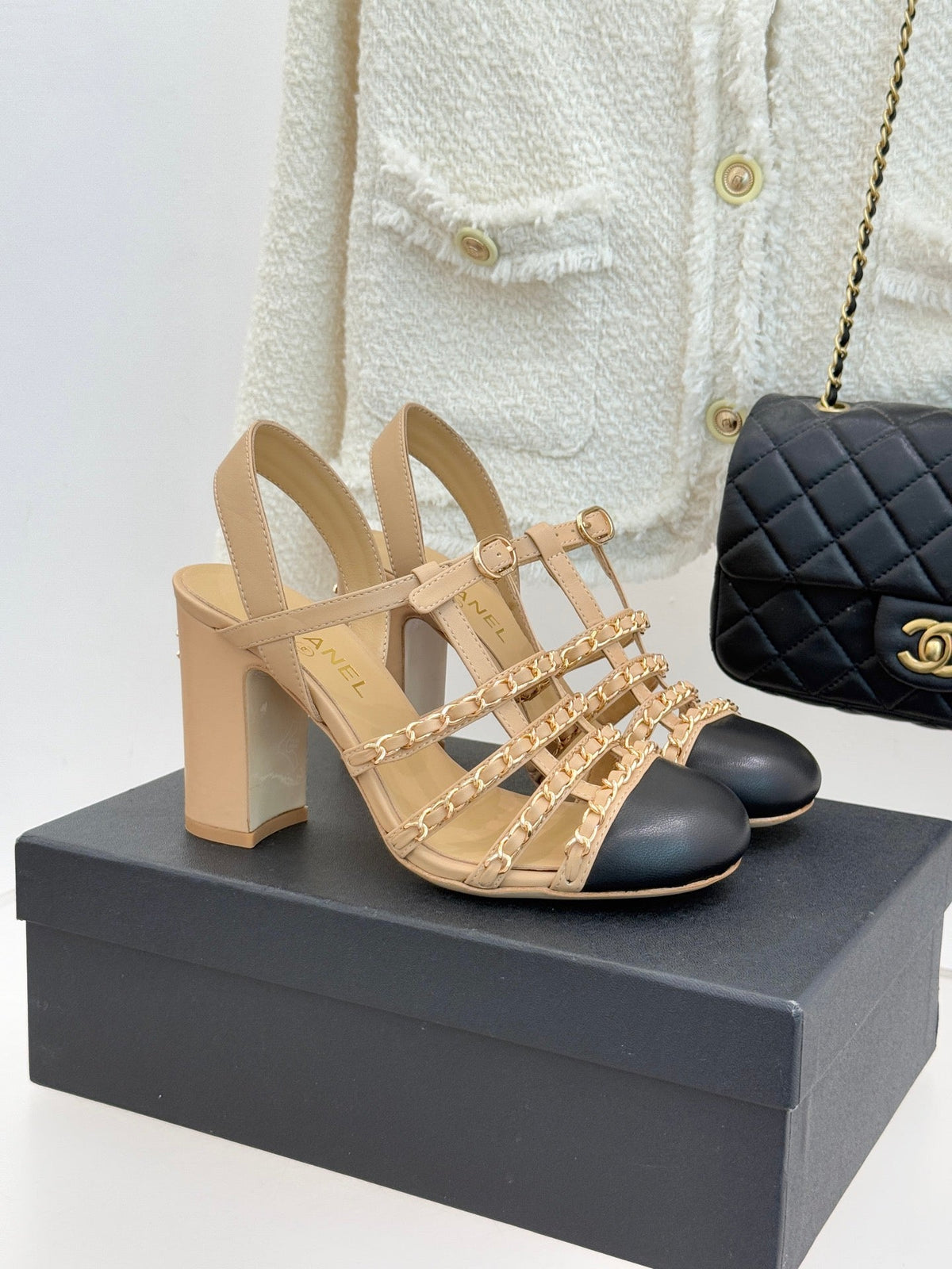 Cruise 25/26 Slingbacks 90mm Black Beige Lambskin