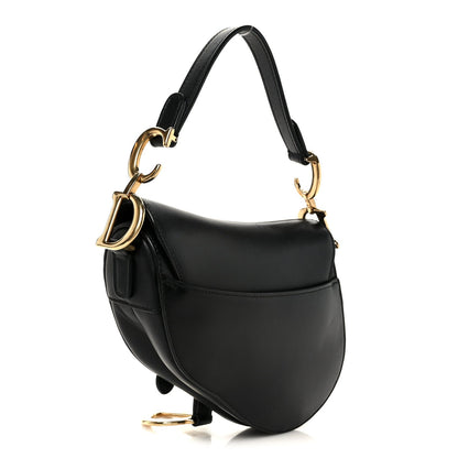 Supple Calfskin Mini Saddle Bag Black