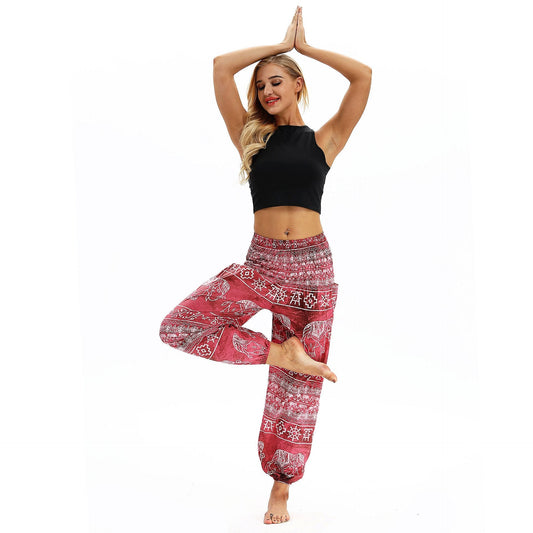 Belly Dance Sports Loose Wide-Legged Pants Travel Yoga Pants Casual Lantern Pants.