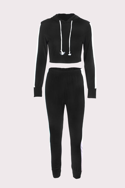Autumn And Winter New Contrast Color Leisure Sports Suit Women'S Clothing