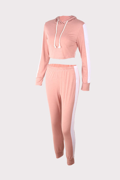 Autumn And Winter New Contrast Color Leisure Sports Suit Women'S Clothing