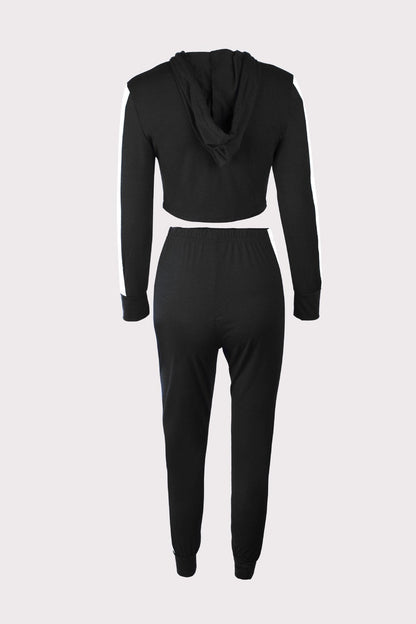 Autumn And Winter New Contrast Color Leisure Sports Suit Women'S Clothing