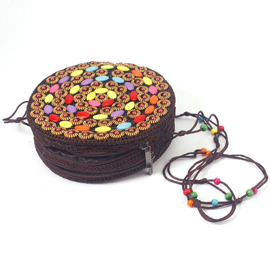 Cosbai - Boho Round Woven Crossbody Bag - Unique &amp; Artistic