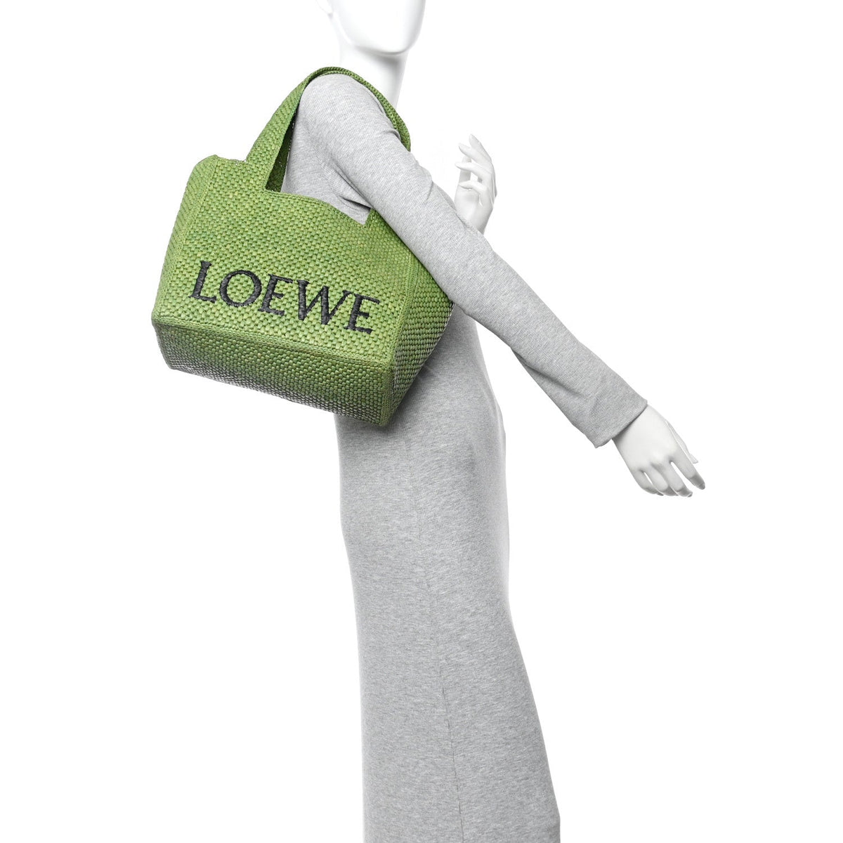 X PAULA'S IBIZA Raffia Font Tote Green