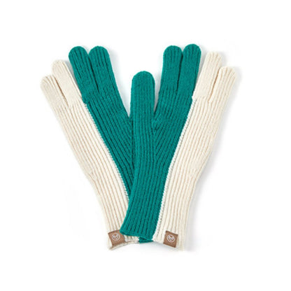 Color Block Simple Ribbed Knit Gloves