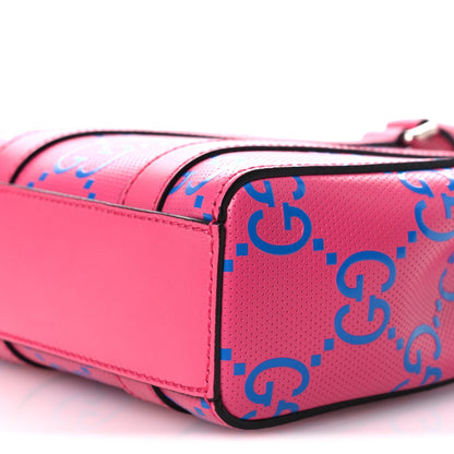 Calfskin GG Tennis Embossed Mini Tote Bag Modern Fuchsia Modern Blue