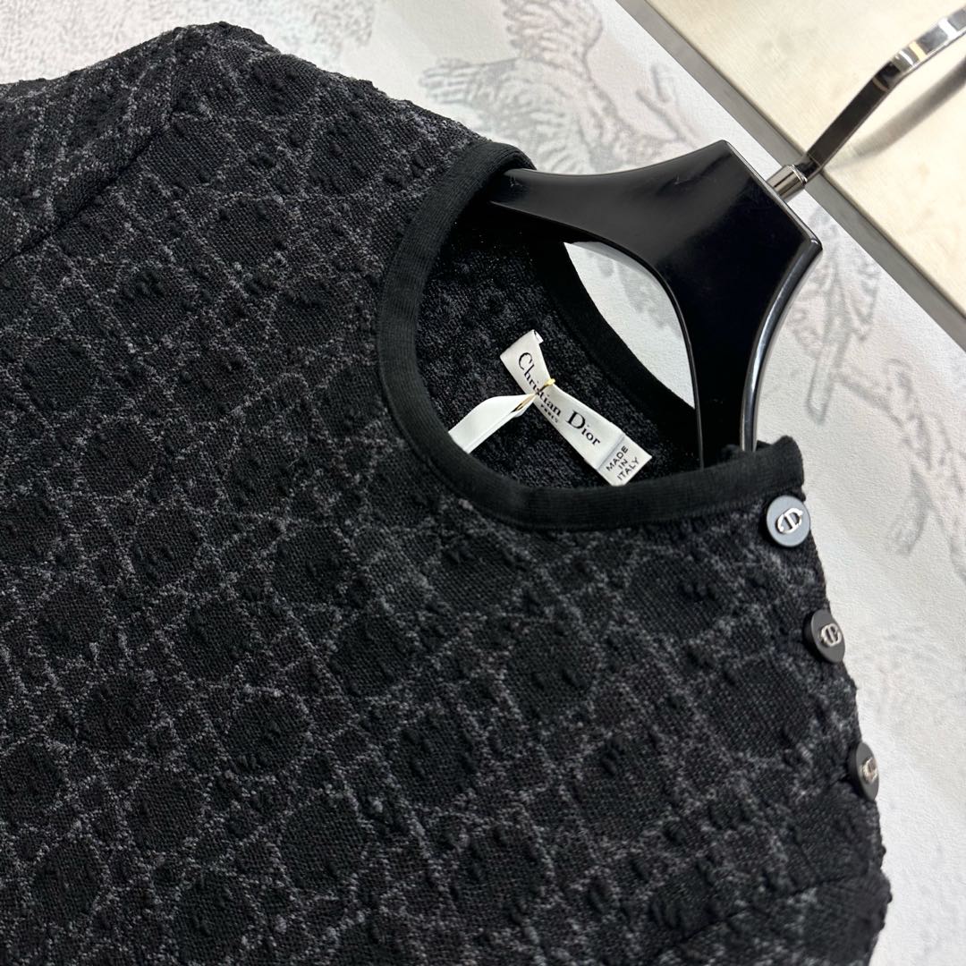 Dior 2025 Short Macrocannage Dress Black Cotton